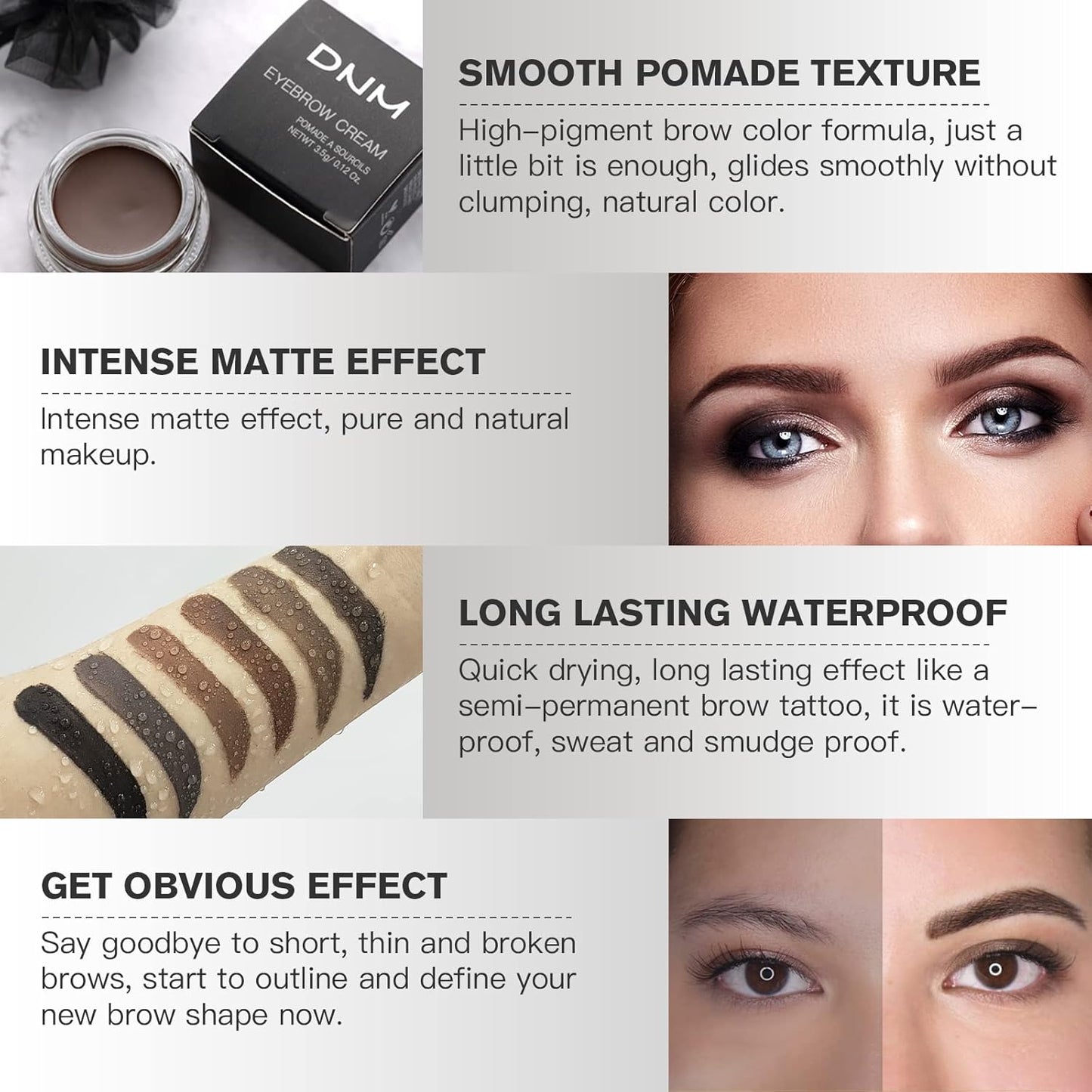 2Pcs Brow Pomade Set with Dual-ended Eyebrow Brush, High pigment Water proof Natural finish Eyebrow Makeup Set with Eyebrow Brush for Women and Girls（09#）