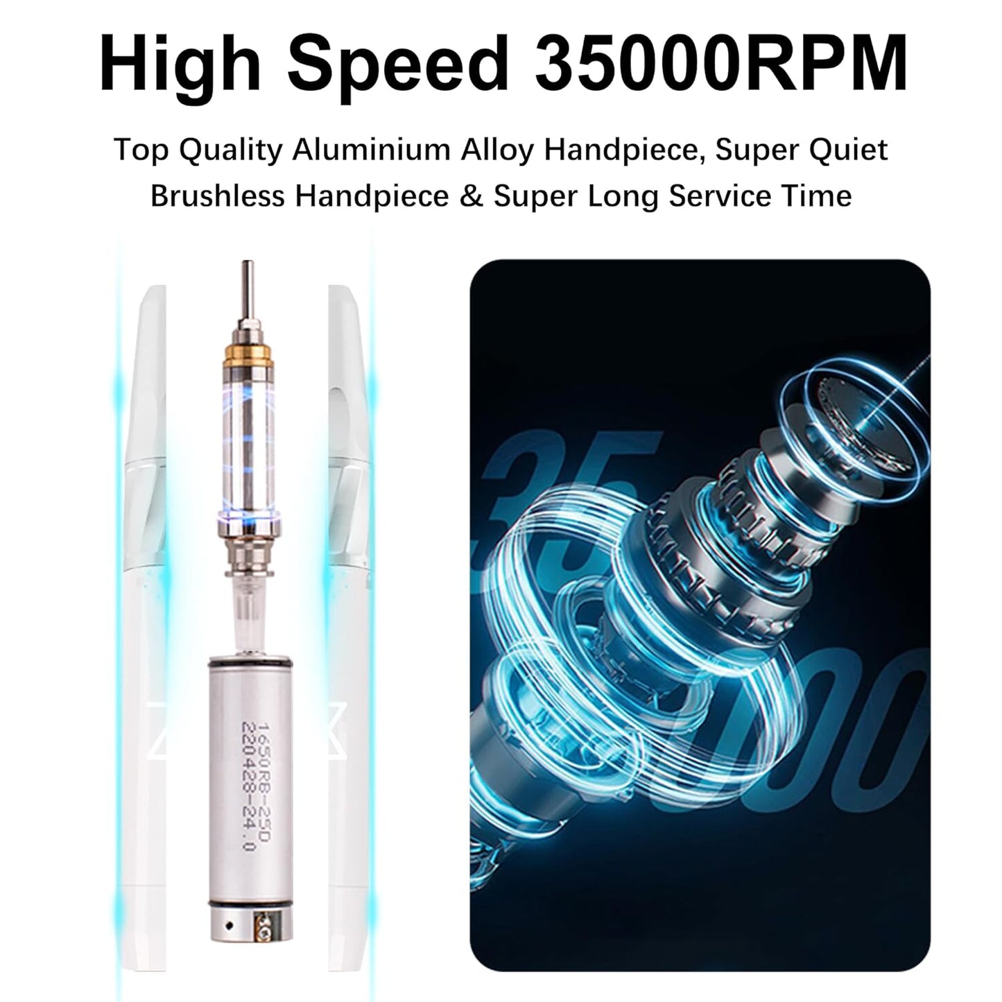 M GEM Brushless Nail Drill 35K RPM | Professional Cordless Efile Machine | Rechargeable Electric Nail File with Bits | Portable Quiet Low Vibration Tool for Acrylic, Gel, Natural Nails (Teal)