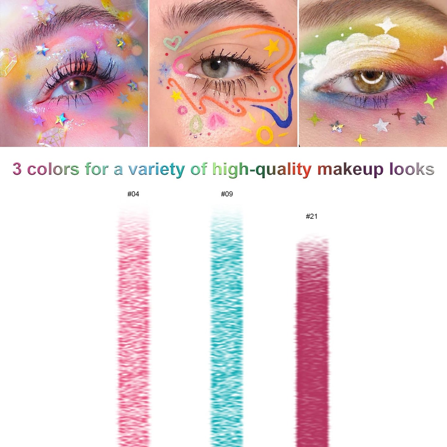 3 Colorful Eyeliner Pen Set, Eye Shadow Pencil, Pearl Eyeliner Kit Metallic Glitter Colored Eye liner for Women Eye&Lip Liner Professional Waterproof Eye Makeup (3PCS B)
