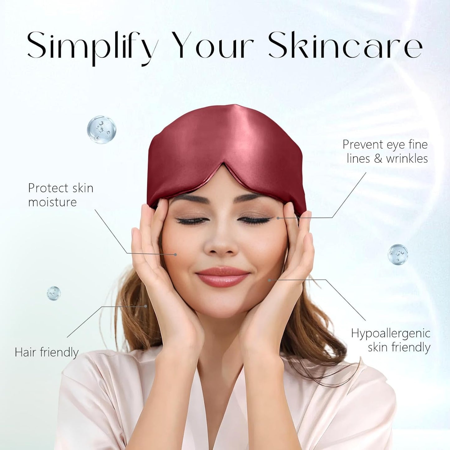 ZIMASILK 100% 22 Momme Mulberry Silk Sleep Mask - Full Silk Filled, Ultra-Soft & Breathable, Face-Hugging Blackout Eye Cover for Sleeping (Burgundy)