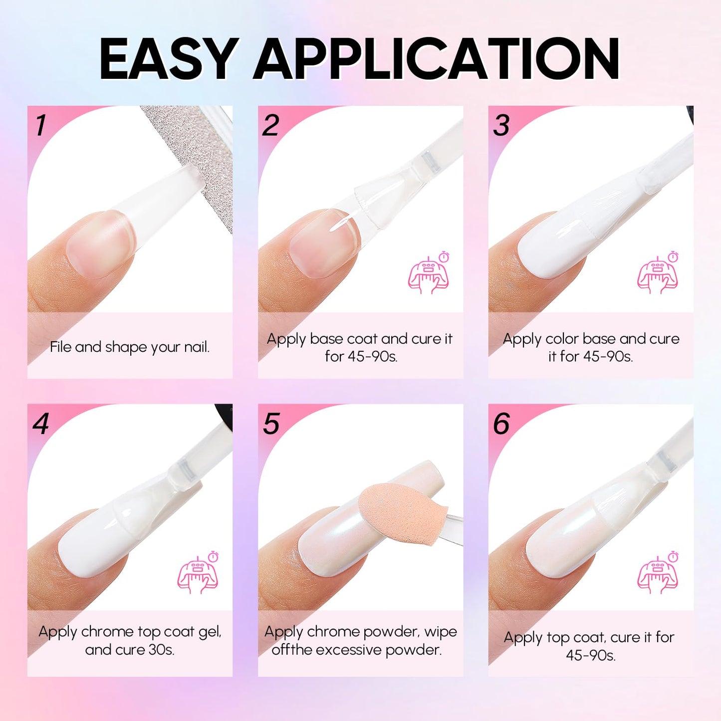 AIMEILI Pearl Chrome Nail Powder, Vegan, Cruelty Free, 8 Colors Aurora Metallic Holographic Mirror Effect Nail Art Pigment Iridescent Shell Glitter Nail Art