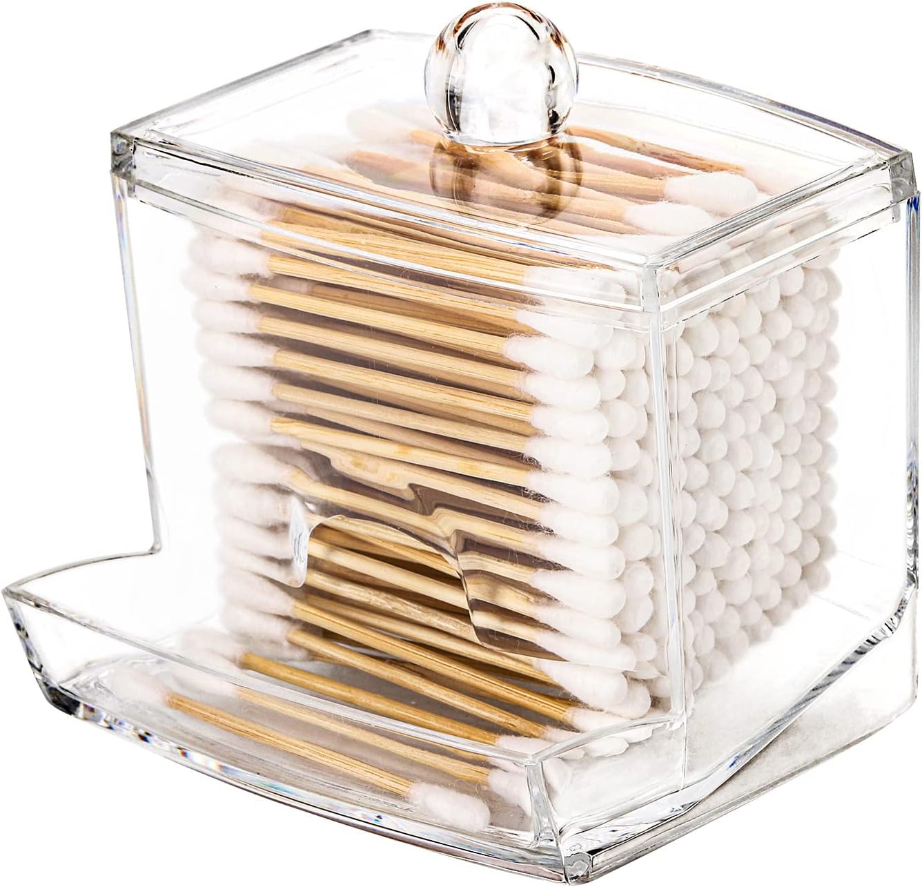 Tbestmax 10oz Qtip Holder Dispenser Big Clear Bathroom Organizer Accessories Decor for Storage-Qtips Cotton Ball Holder Apothecary Jars, Cotton Swabs, Floss Container