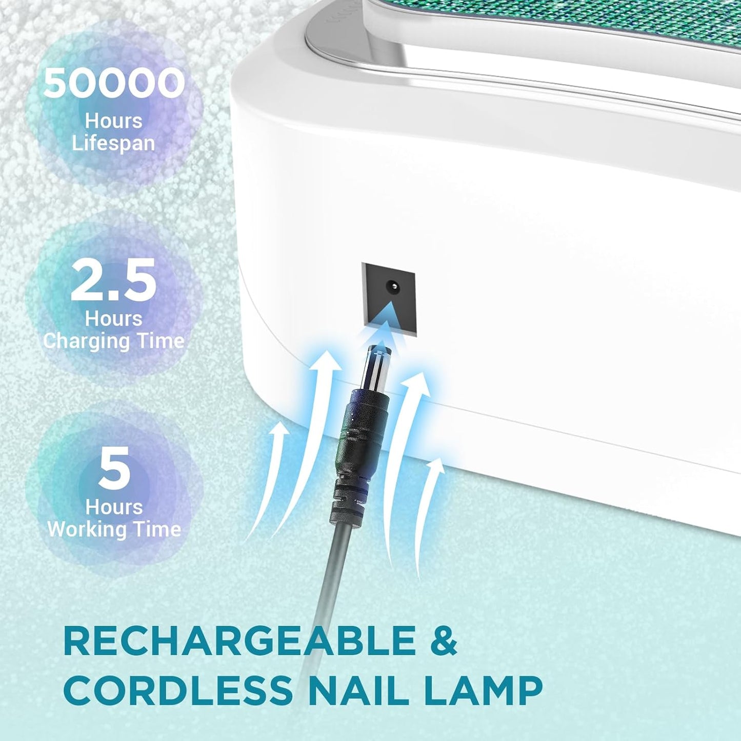 Cordless Nail Lamp, Rechargeable UV Nail Lamp for Gel Nails, LED Nail Lamp with 4 Timer Modes, Gel Nail Light Decorate with Sparkling Nail Rhinestones Diamond (Sparkly Blue Diamond)