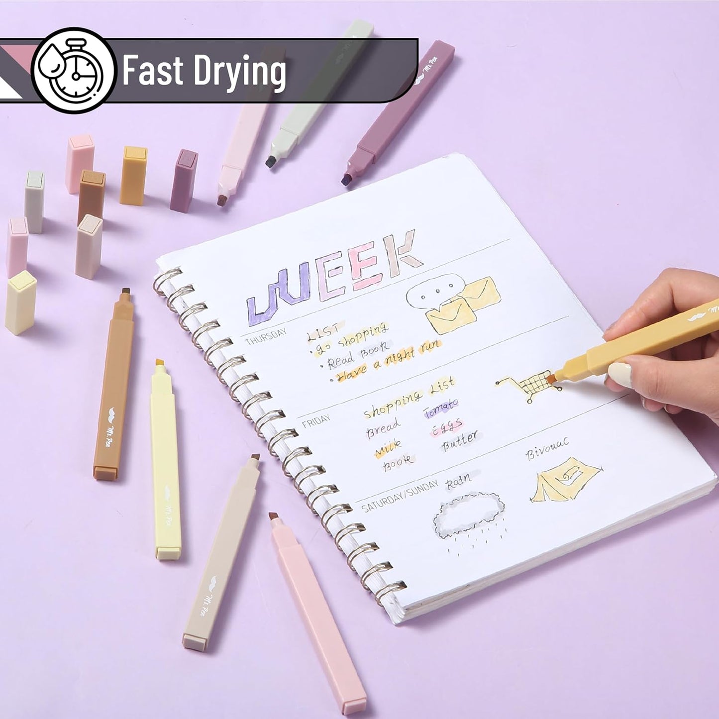 Mr. Pen- Aesthetic Highlighters, 8 Pack, Chisel Tip, Vintage Brown, Cute Highlighters Assorted Colors