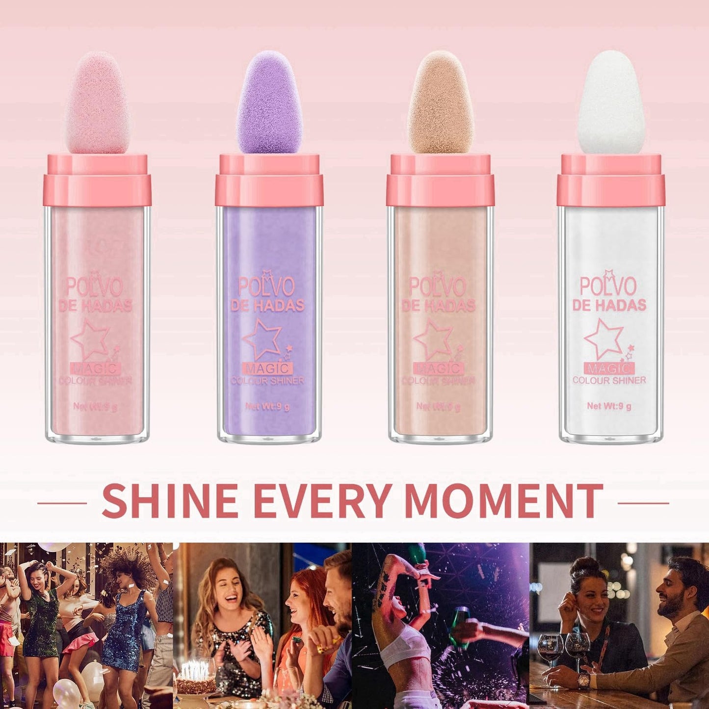 URQT Polvo De Hadas Fairy Highlight Patting Powder Highlighter Body Brightens the Natural Three-dimensional Face Powder Blusher (#04 Fantasy Purple)