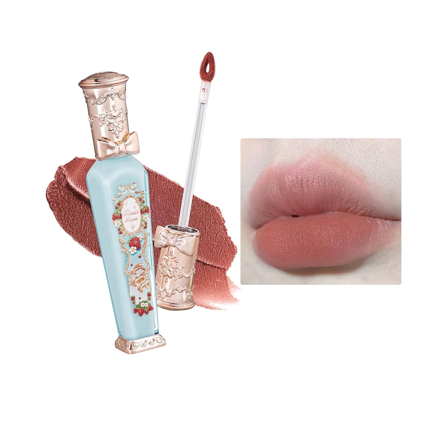 Flower Knows Strawberry Rococo Cloud Lip Cream,Velvety Matte Liquid Lipstick,Nude Lipstick,Long Lasting Lip Stain,Kiss-proof Blurred Lipstick for Girls&Women,0.12 Fl Oz(S03 Caffe Mocha)