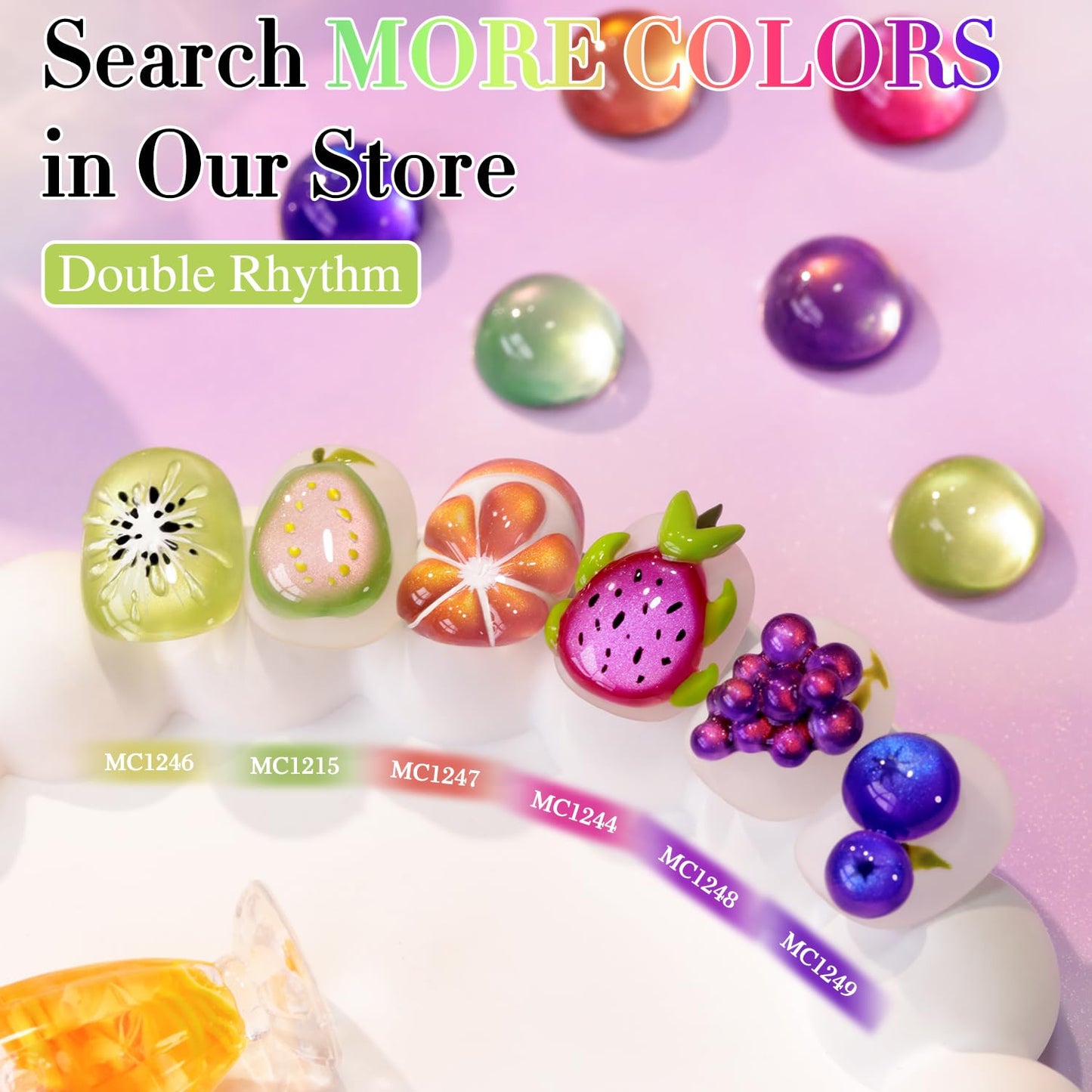 Double Rhythm 0.5 OZ Cat Eye Gel Polish with Magnet 15ML Same Color Same Bottle Holographic Glitter Shimmer Translucent Jelly Color Magnetic Polish (Glass Purple-MC1244)