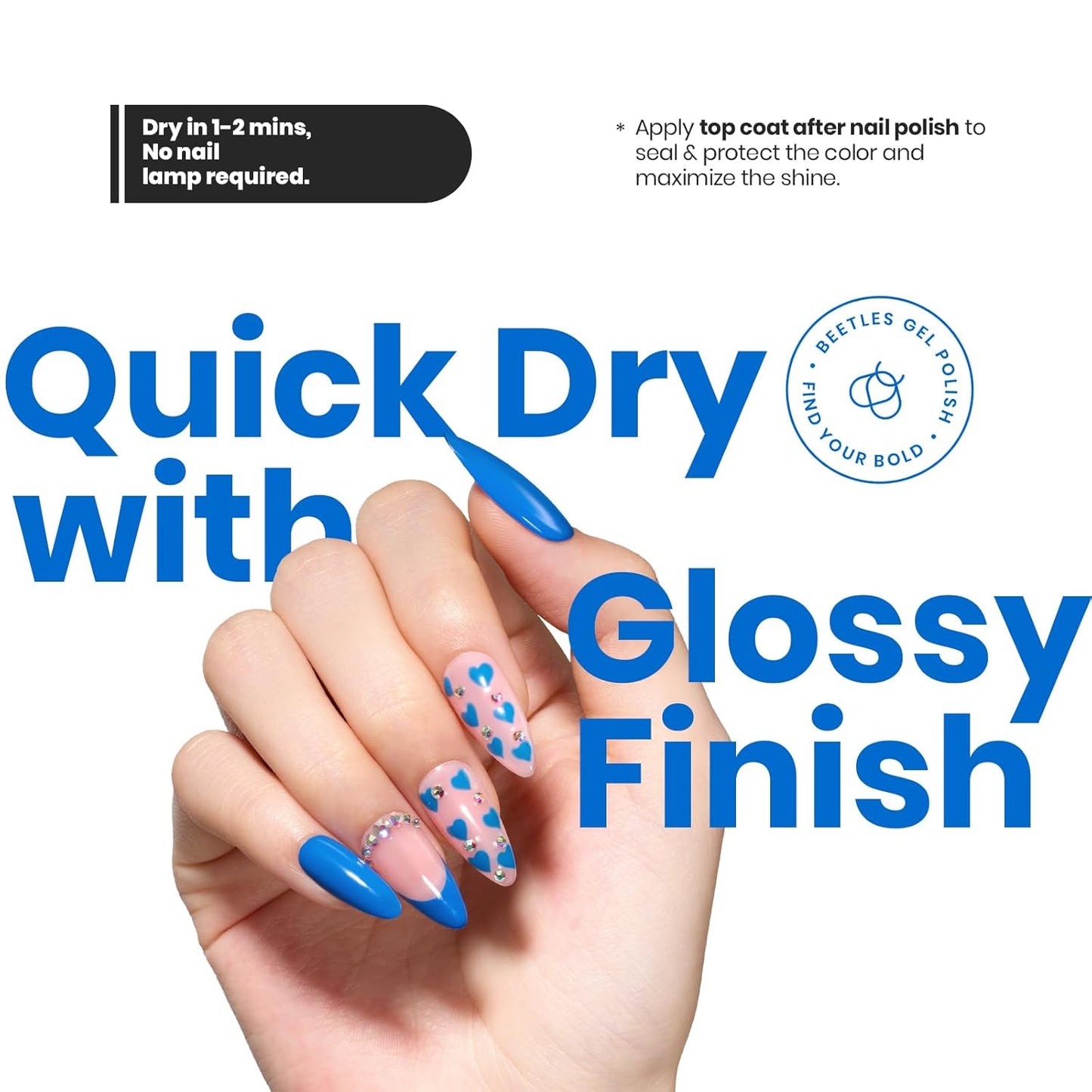 Beetles Blue Nail Polish 1Pcs 15ml Paulina Lapis Blue Color Fingernail Polish-Fast Drying & Long Lasting Nail Polish for 4th of July Nail Salon-Quality Results