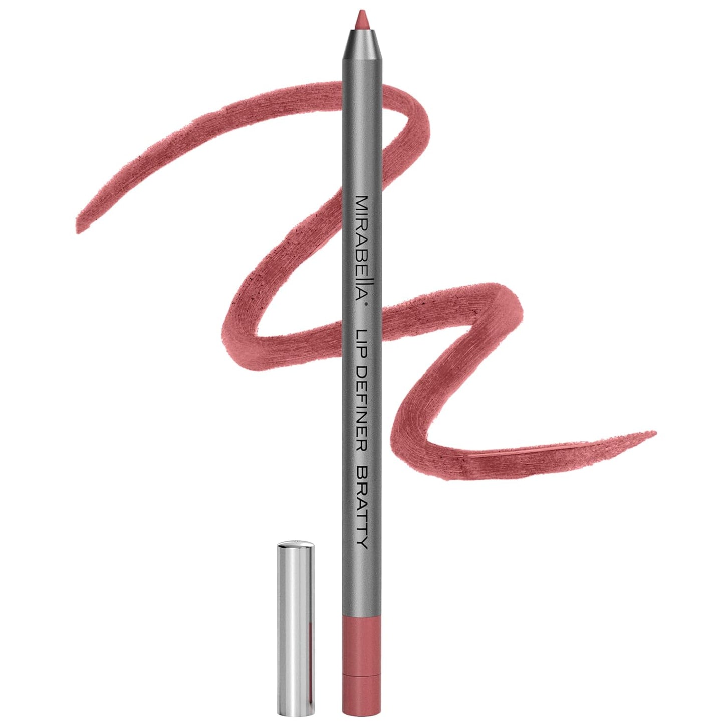 Mirabella Line & Define Lip Definer Lip Pencil, Smoothing & Moisturizing Retractable Lip Liner with Long-Lasting & Ultra-Creamy Formula, Antioxidants Vitamin C & E, & Built-In Sharpener - Bratty