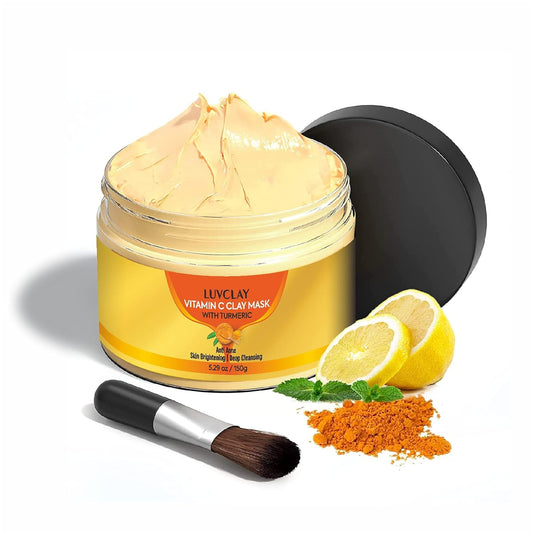 Vitamin C and Turmeric Clay Mask for Face – Deep Cleansing & Brightening Face Mask for Dark Spots, Pores, and Anti-Aging – Non-Greasy, Easy-to-Apply Hydrating Skin Care, 5.29 Oz