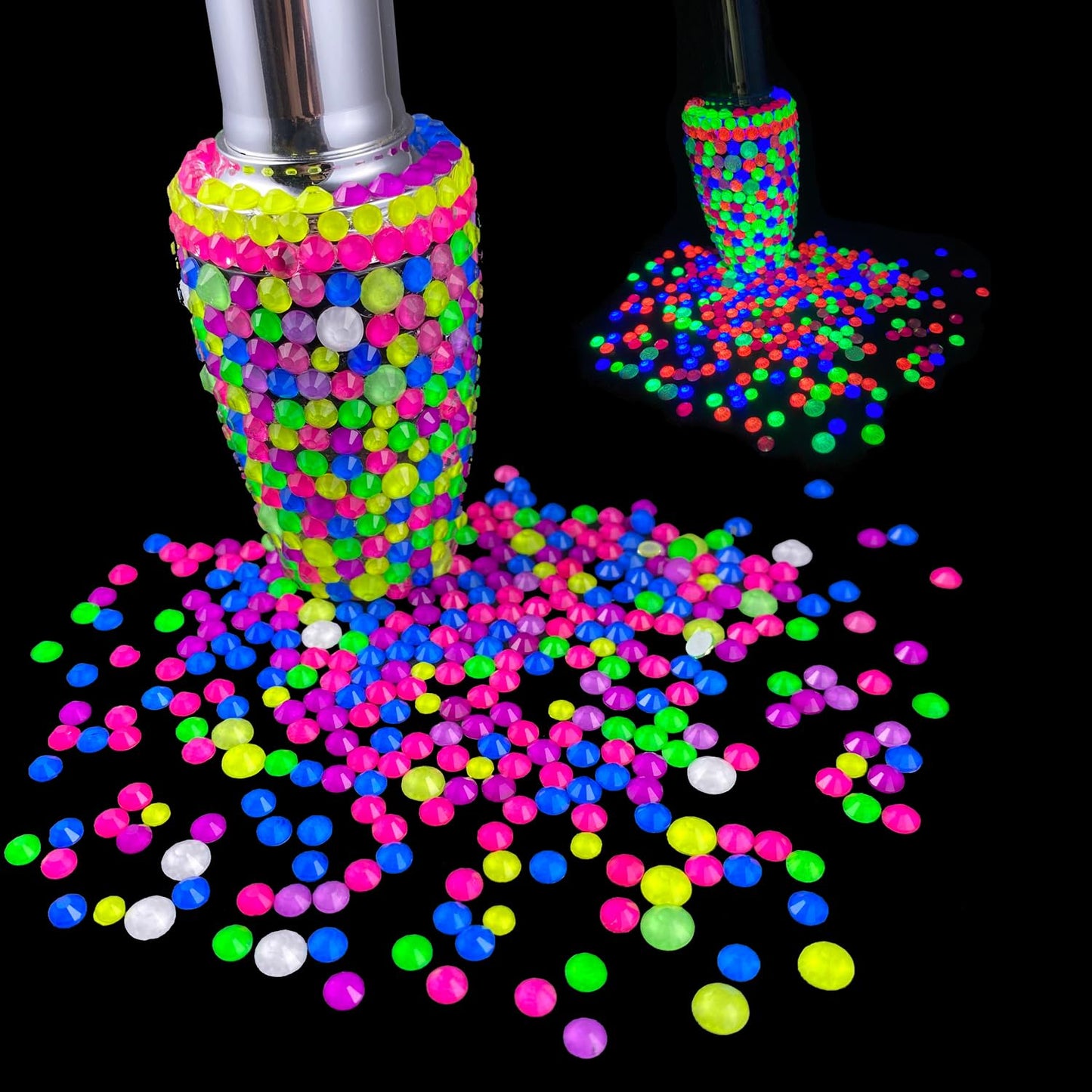 Flatback Glass Rhinestones,Bedazzler Gems 1440pcs Non Hotfix Crystal Rhinestones for Nail Charms Crafts Clothes Tumblers,Orange Neon,SS20