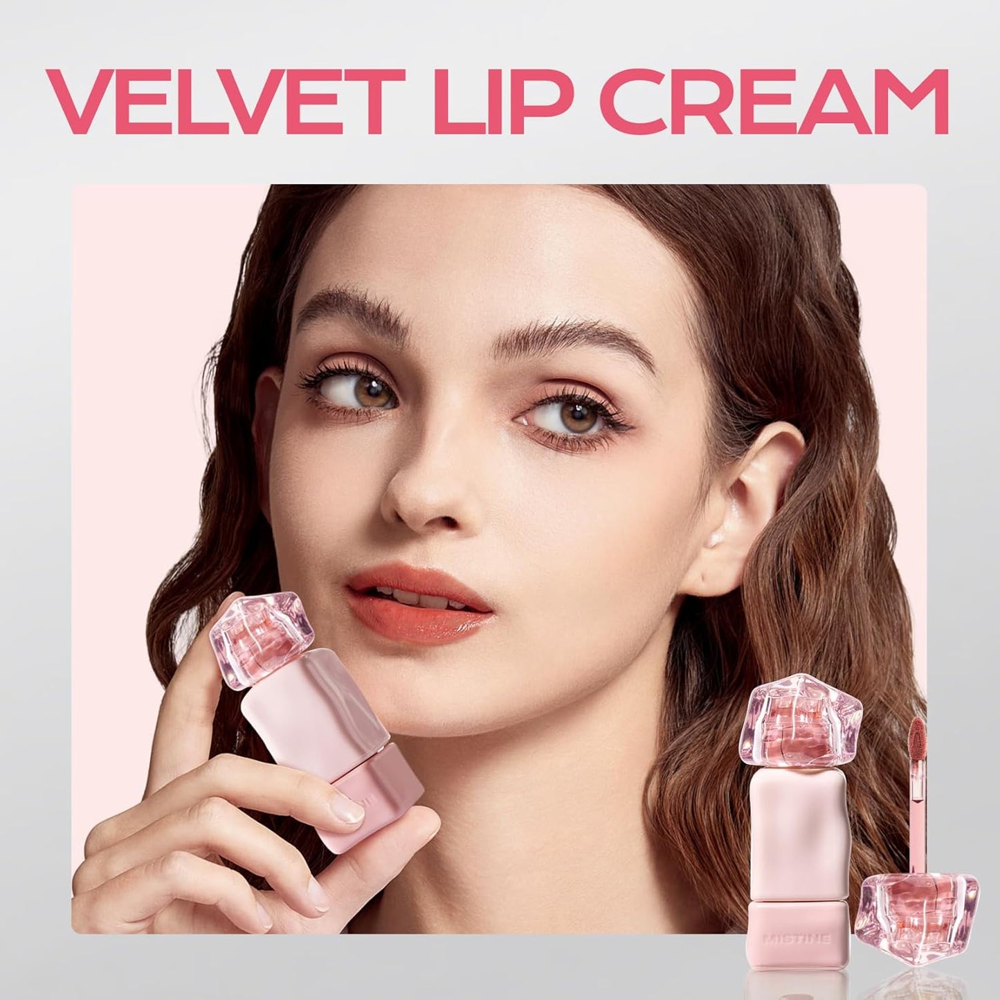 Mistine Makeup Velvet Lip Gloss Matte Lip Cream Liquid Lipstick Softening with Hyaluronic Acid Lip Tint, Non-Sticky Lightweight Lip Color V02 Pink Crush Limited Edition 0.1 fl oz