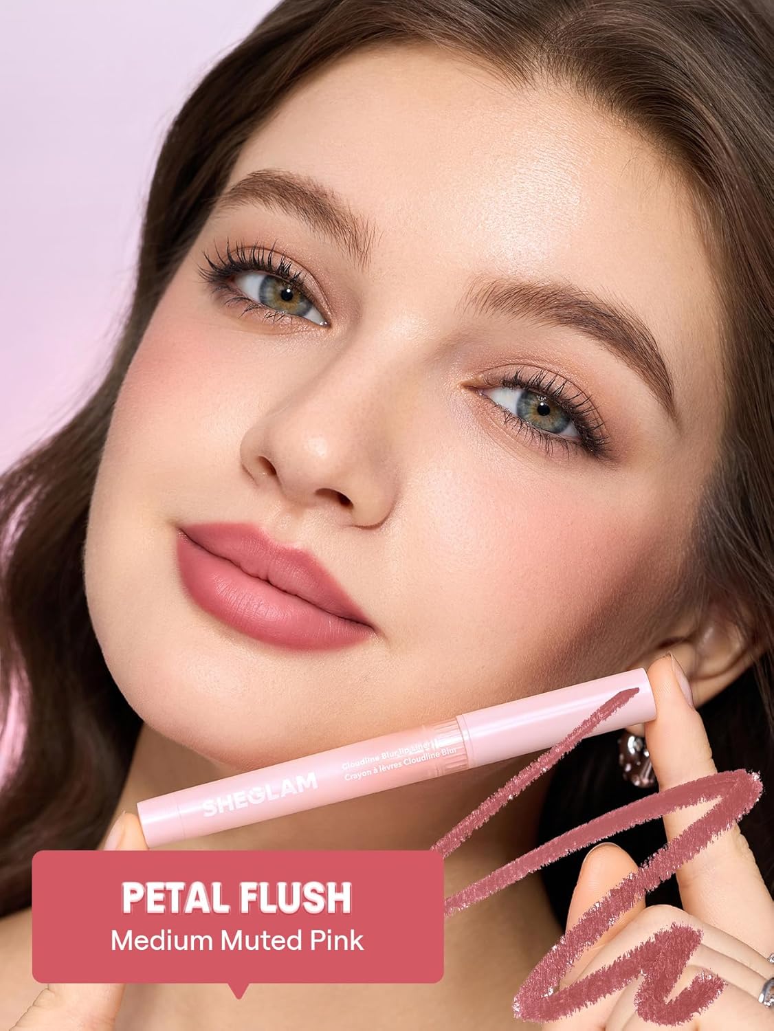 SHEGLAM Cloudline Blur Lip Liner Long Lasting,Vegan & Cruelty-Free Lip Stain-Petal Flush