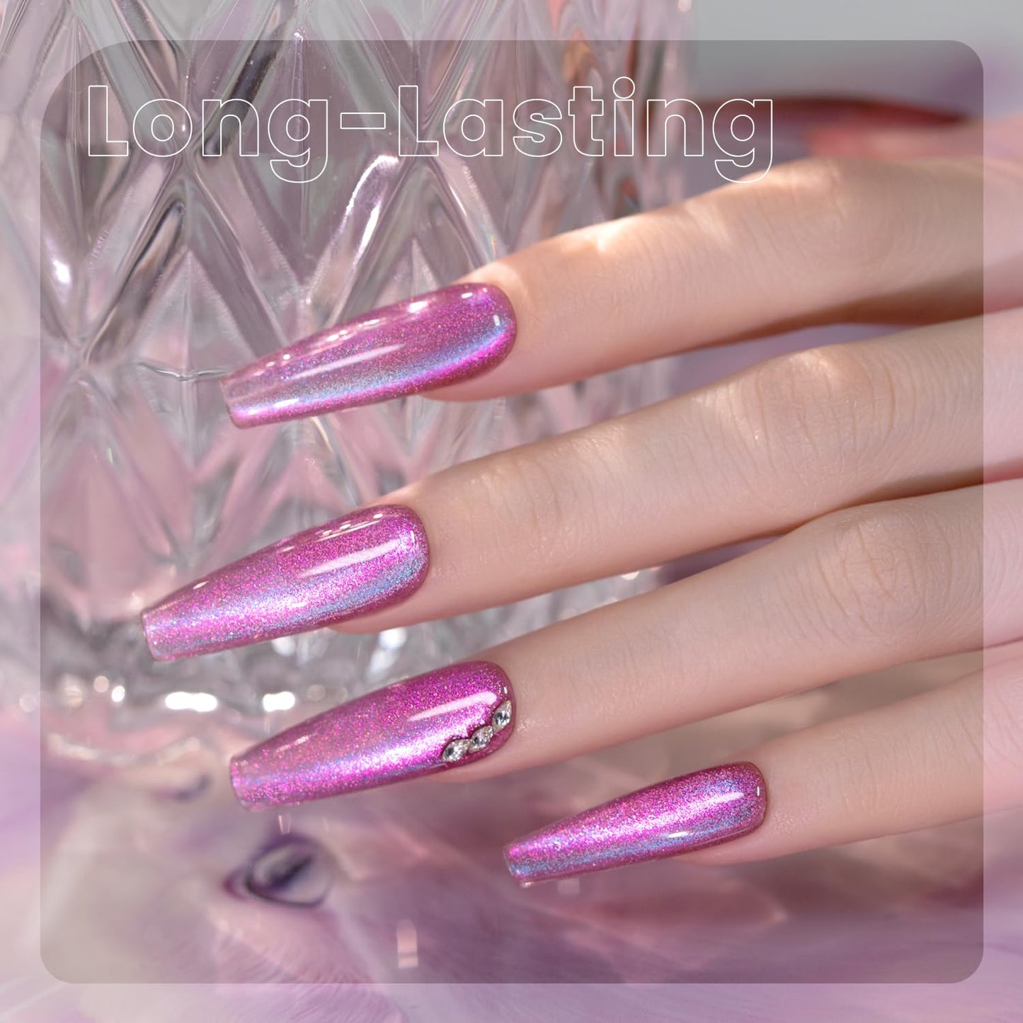 RARJSM Purple Blue Aurora Cat Eye Gel Nail Polish Multichrome Color Glitter Dark Violet Candy Glass Diamond Cat Eye Gel Polish with Magnet Stick Soak off UV LED Curing Requires Home Salon Diy Nail Art