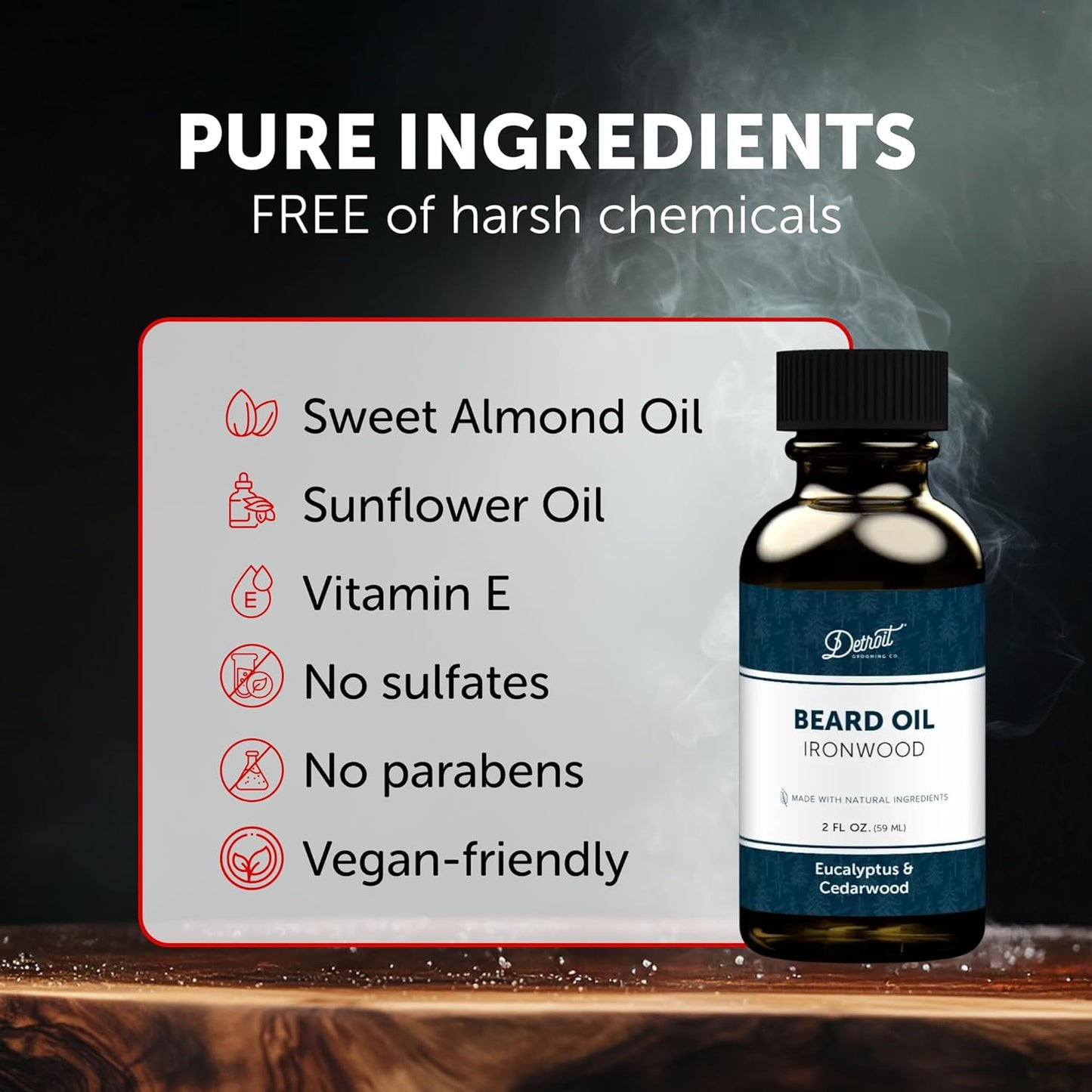 Detroit Grooming Beard Oil | Hydrating & Nourishing Formula • Ironwood Scent (2 oz)