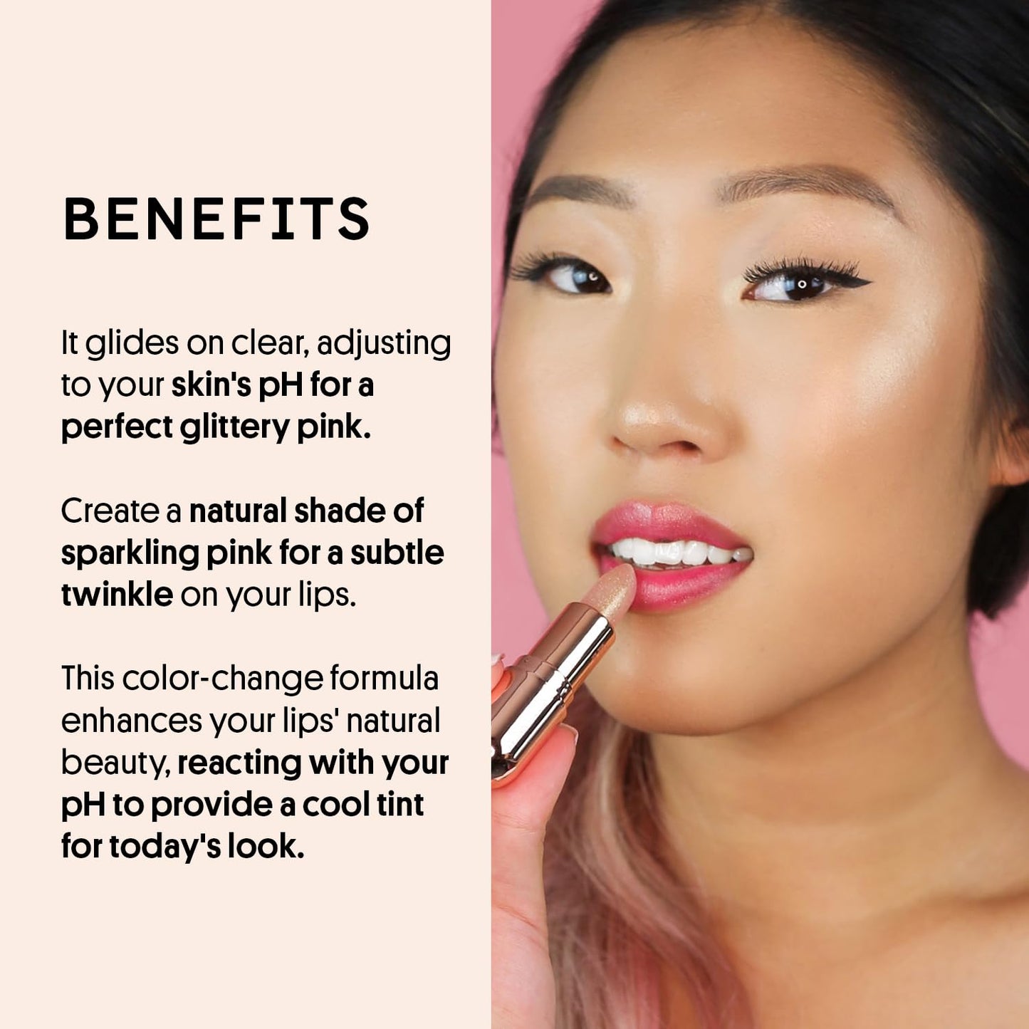 Winky Lux Rosé Glimmer Balm -Hydrating ph Lip Balm, Natural Pink Tint with pH Color Changing, Moisturize & Soften Lips While Leaving Sheer Pink Tint, with Vanilla Scent