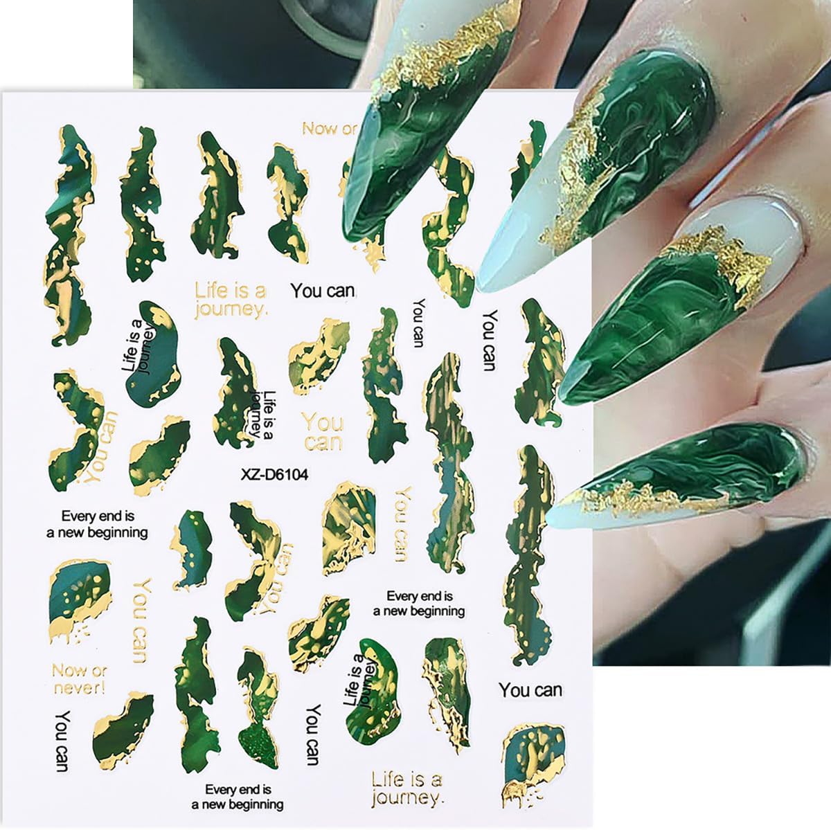 6 Sheets Marble Nail Stickers 3D Bronzing Gold Marble Nail Art Stickers Blooming Nail Decals Watercolor Smudge Summer Nail Sticker Self-Adhesive Foil Sticker for Women Girls Acrylic Nail Decorations