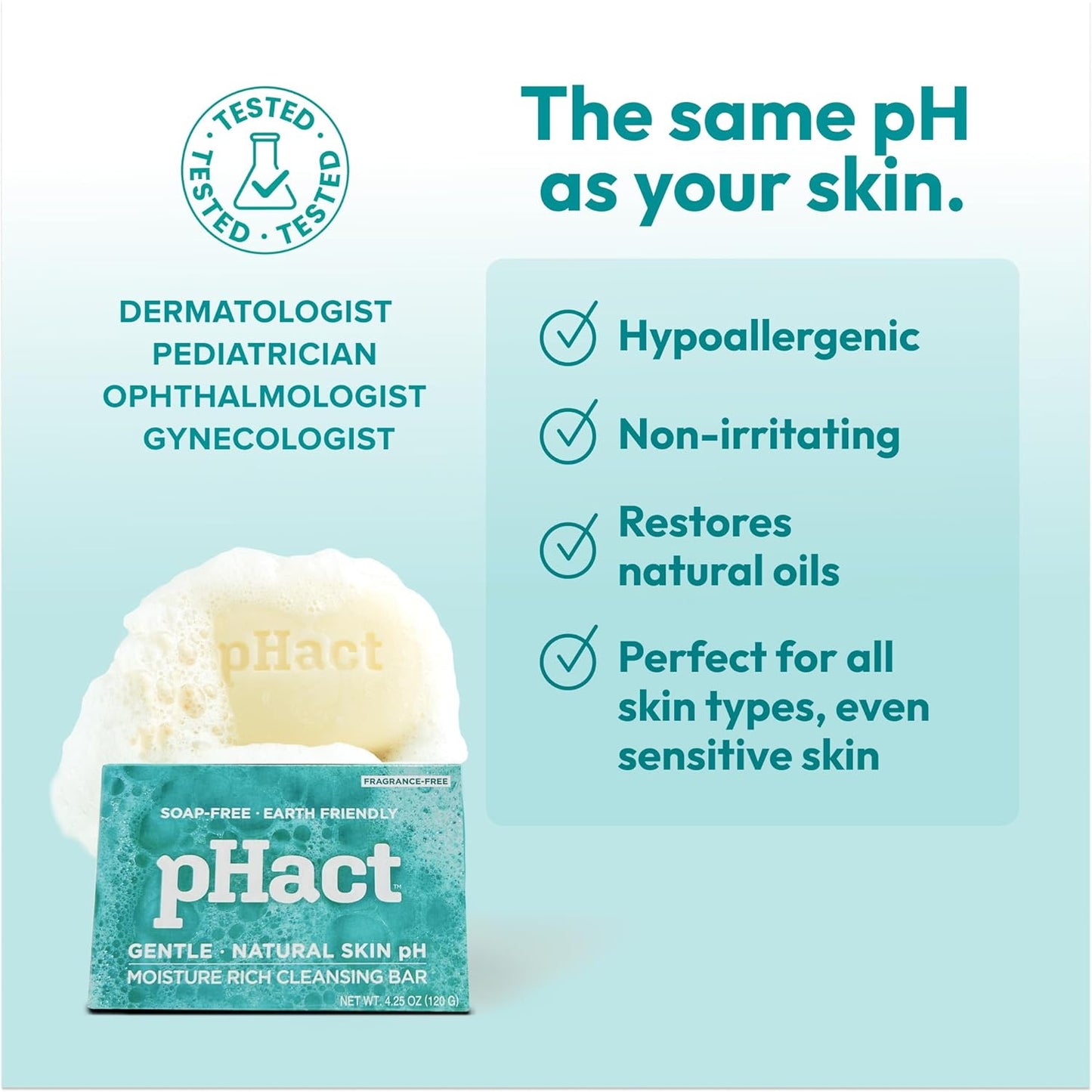 ANDREW LESSMAN pHact Moisture-Rich, Soap-Free Cleansing Bar. Natural Skin pH. Fragrance-Free. All Skin Types - Even Sensitive Skin. Hypoallergenic. Dermatologist Tested. 3 Pack 4.25 oz each