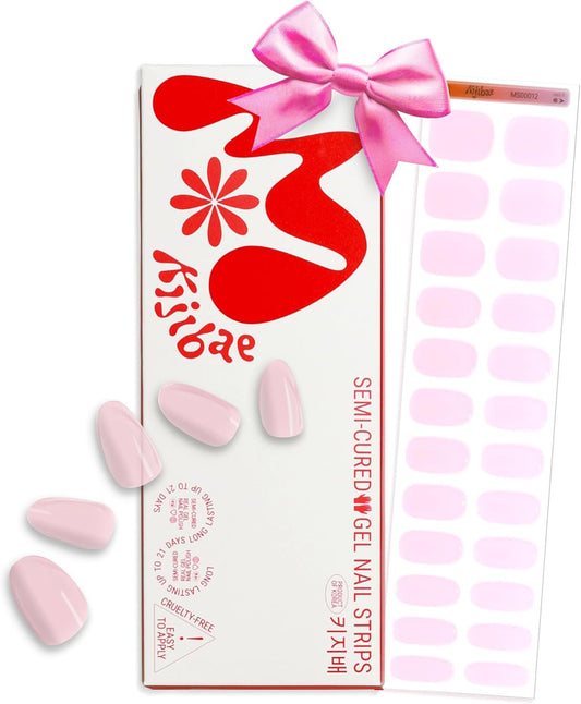 Semi Cured Gel Nail Strips - Minimalist Ombre Nail Polish Wraps, Works with Any UV Lamp - Long Lasting Easy Salon Manicure - 24pcs with 2 Prep Pads, Nail File & Cuticle Stick(High Maintenance)