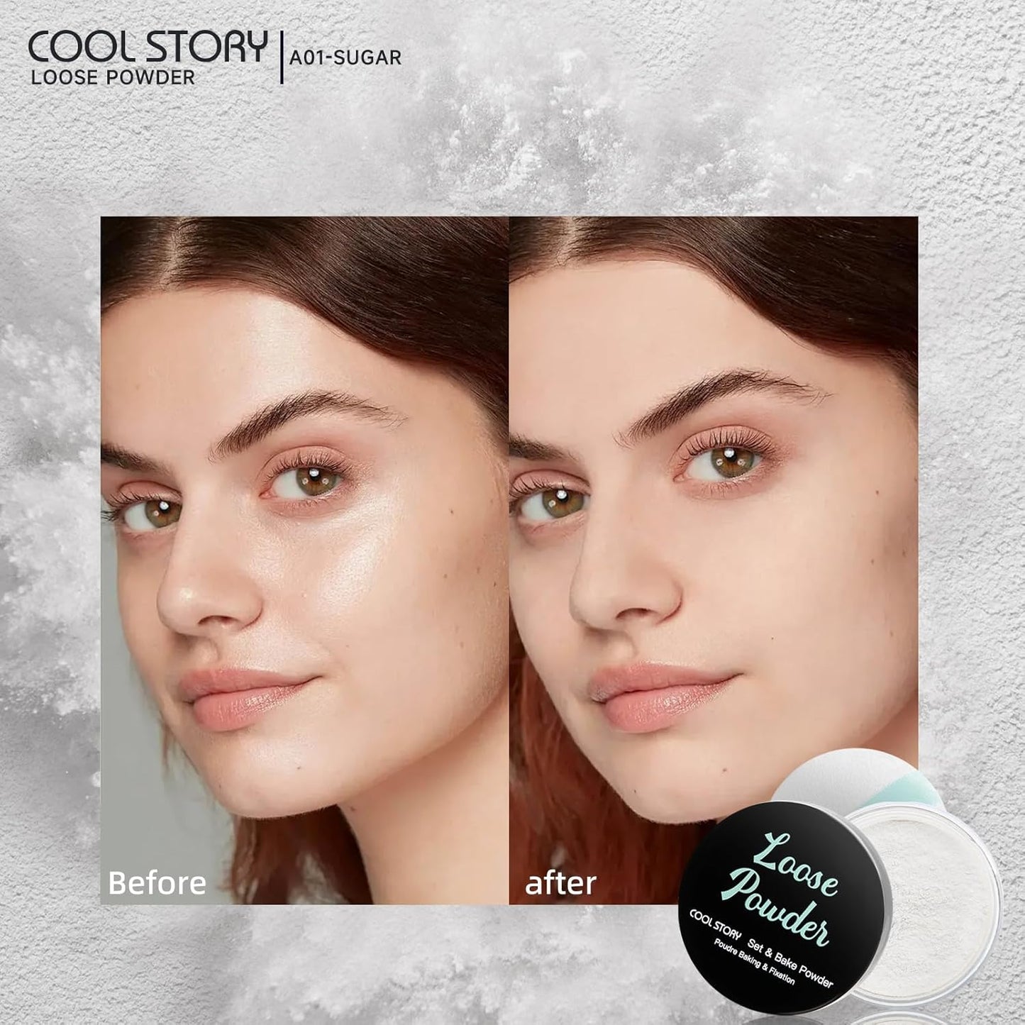 Loose Setting Powder, Bake Makeup Powder Full Coverage Matte Finish (Sugar, 6g/O.21oz)