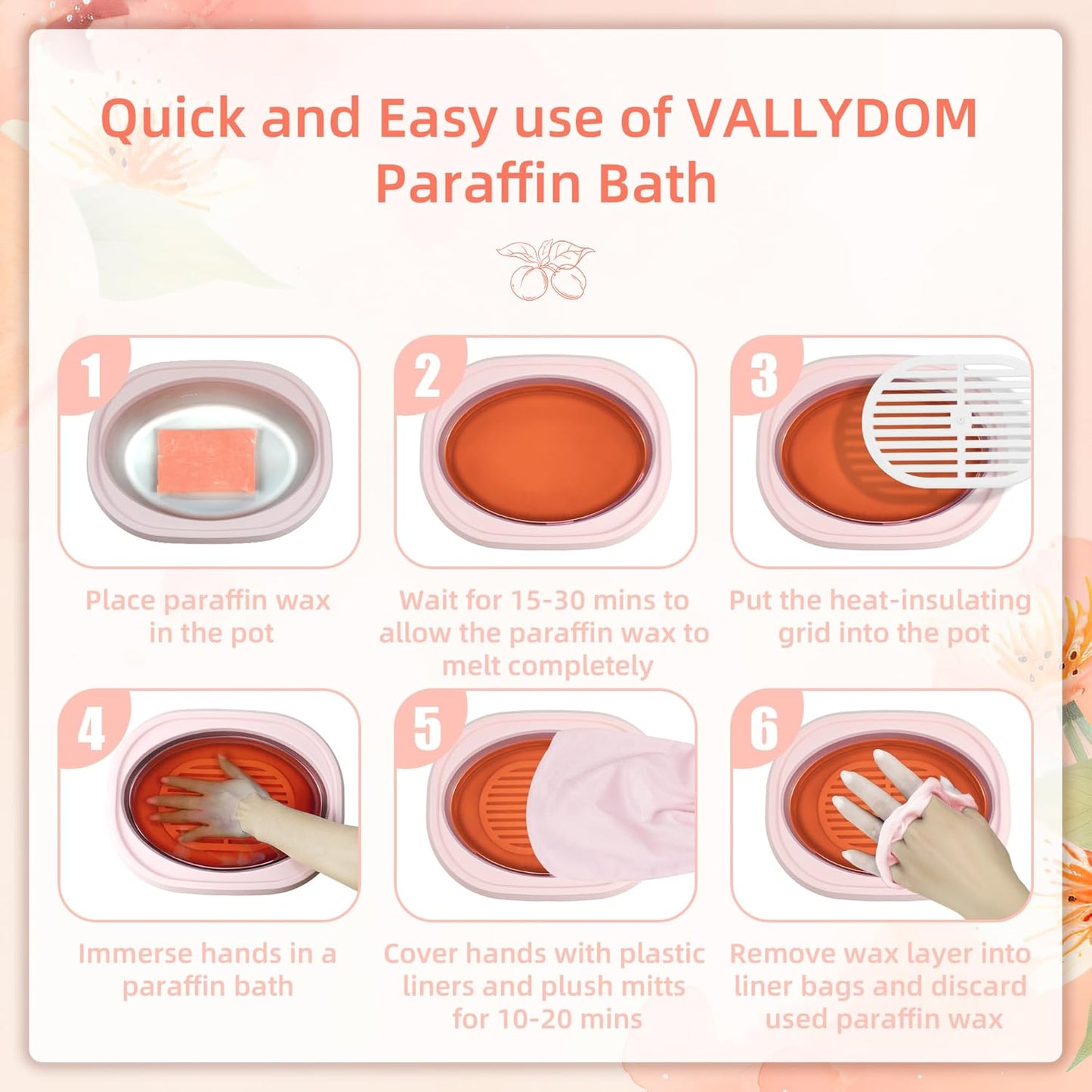 Paraffin Wax Refills, 4 Pack 200g Peach Scented Paraffin Wax Blocks for Paraffin Bath, Paraffin Wax Machine Refills for Hand Feet Dry Skin,Rrelieves muscle fatigue, Hydration and nourish