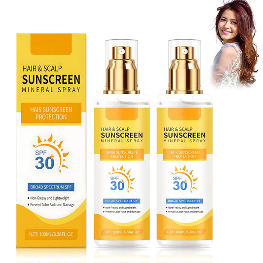 Ultimate Hair & Scalp Sunscreen Spray SPF 30, Weightless Non-Greasy Protection, UV Protection Spray for Color-Treated Hair, Scalp Sunblock Prevents Fading & Dryness, Beach & Pool Essentials (2PCS)