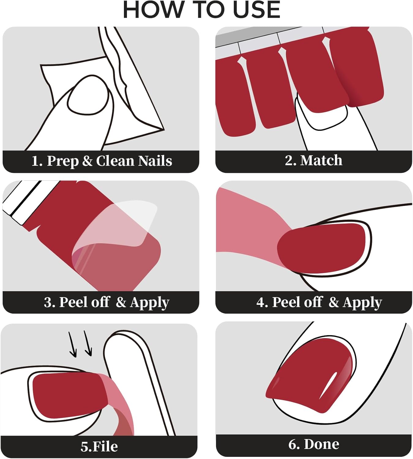 Nail Polish Strips, 20Pcs Salon Quality Gel Nail Stickers, Easy Long Lasting Wraps for Short Nails no UV Light Needed (Christmas Red)