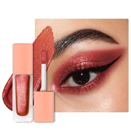 Oulac Liquid Glitter Eyeshadow Liquid Eyeshadow Duo-Chrome| Red Liquid Eyeliner Shimmer| Non-creasing Lightweight Moisturizing Formula Easy to Remove. Vegan & Cruelty-Free (18)