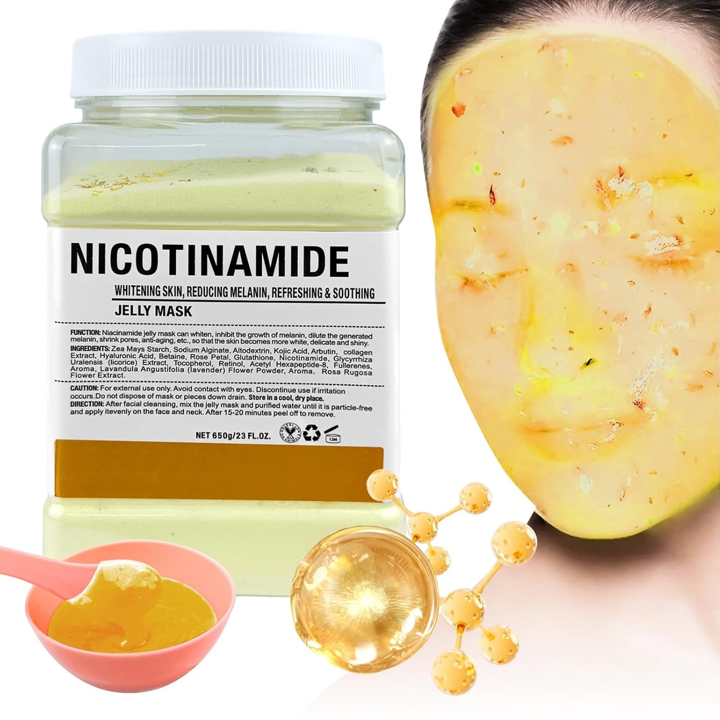 Jelly Mask for Facials Professional, Hydrating & Moisturizing Peel-Off Natural Gel Face Mask SkinCare, Professional Spa Use Jelly Face Masks, Deep Hydration & Glow 23 Fl Oz (Nicotinamide)