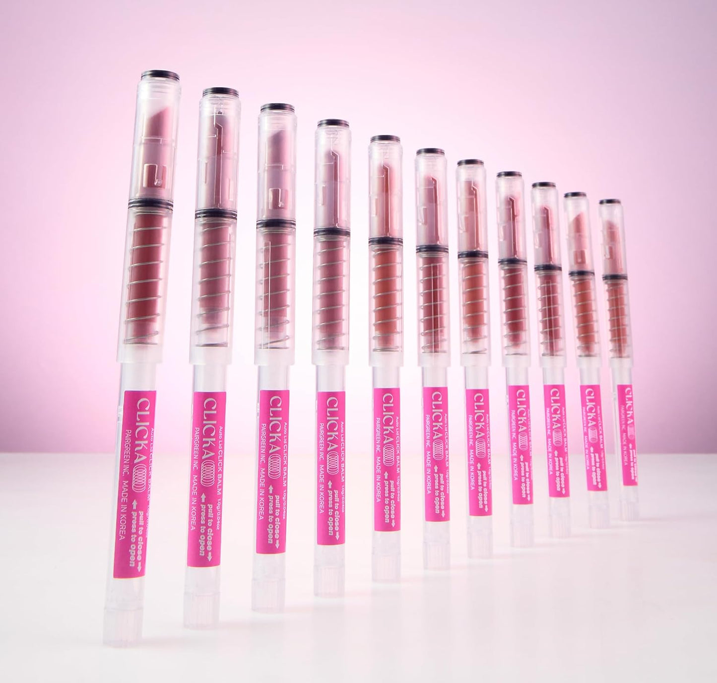 One-Touch Retractable Tinted Lip Balm, Moisturizing Lip Gloss with Menthol (Berry Coral) Korean Lip Care