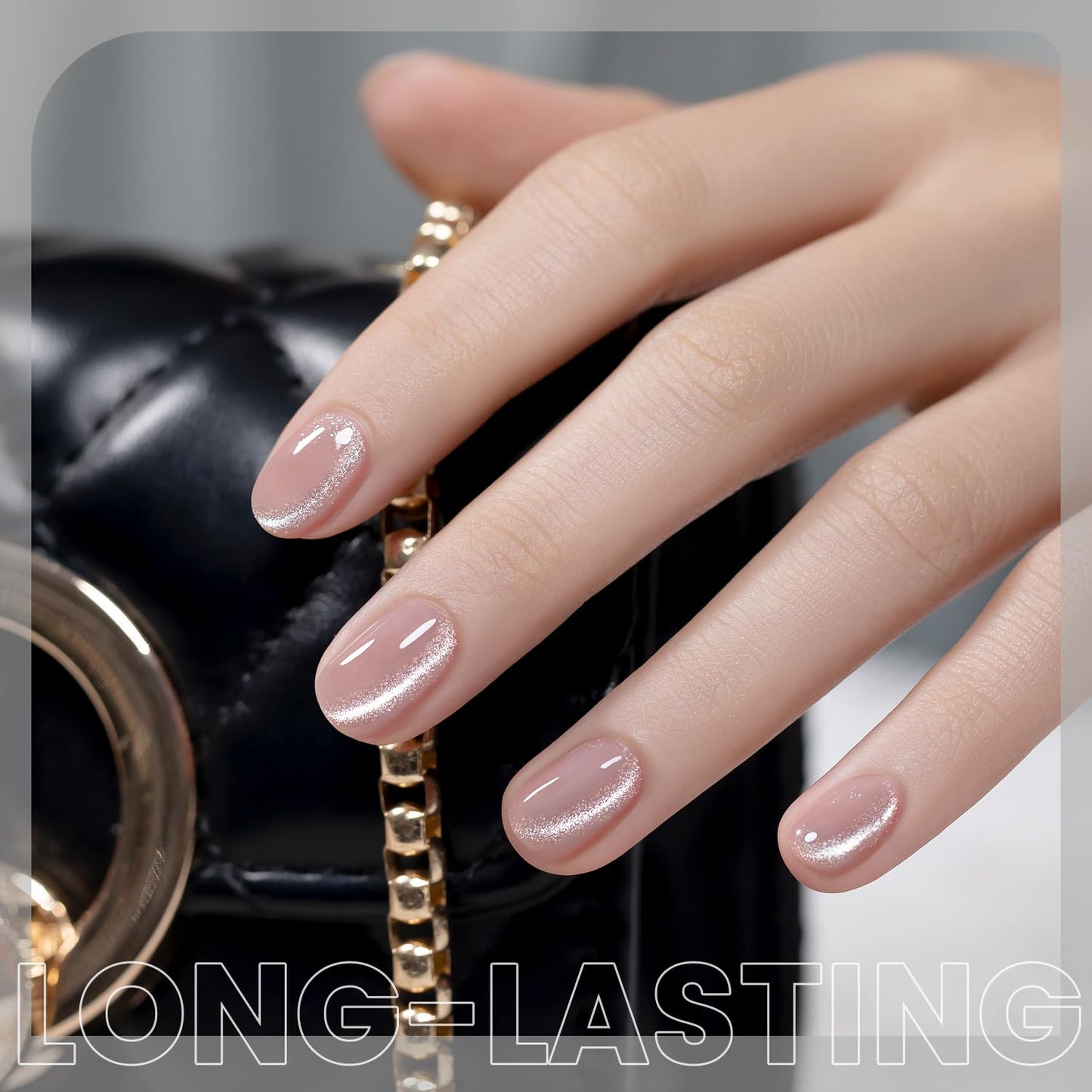 RARJSM Silver Diamond Cat Eye Gel Nail Polish Reflective Translucent Clear White Glitter Cateye Gel Polish 15ml Single Bottle with Magnet Stick UV LED Curing Requires Soak Off for Home Salon