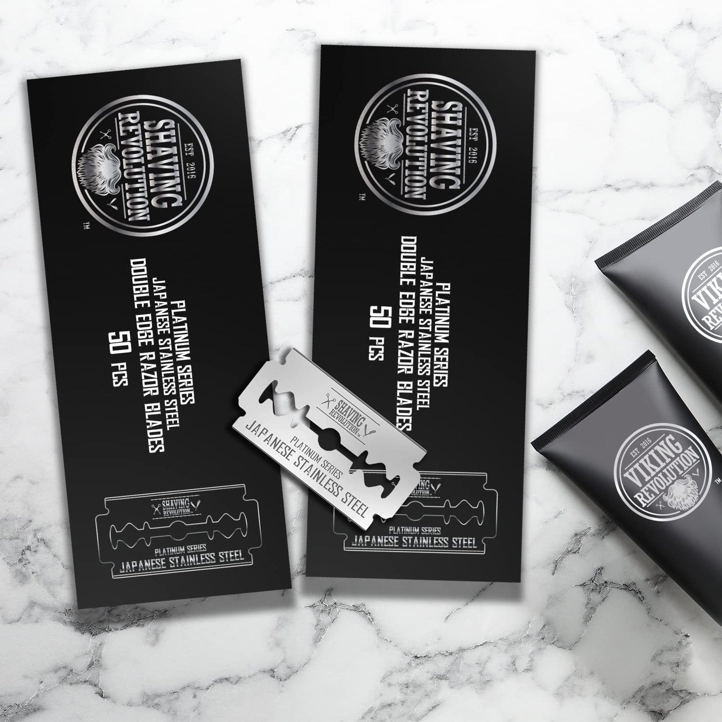 SHAVING REVOLUTION 100 Count Men's Safety Double Edge Razor Blades for Shaving - Platinum Japanese Stainless Steel Double Razor Shaving Blades for a Smooth, Precise and Clean Shave