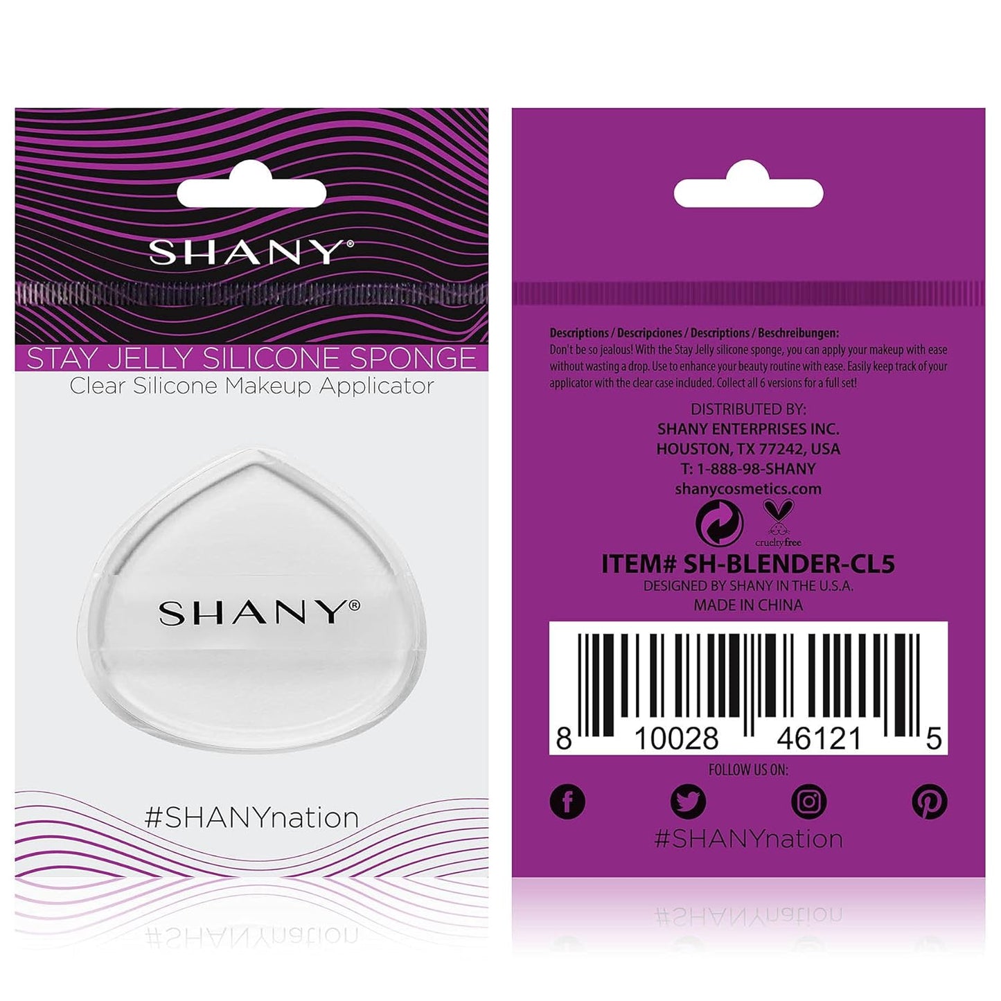 SHANY Stay Jelly Silicone Sponge - Clear & Non-Absorbent Makeup Blending Sponge for Flawless Application with Foundation - CONE
