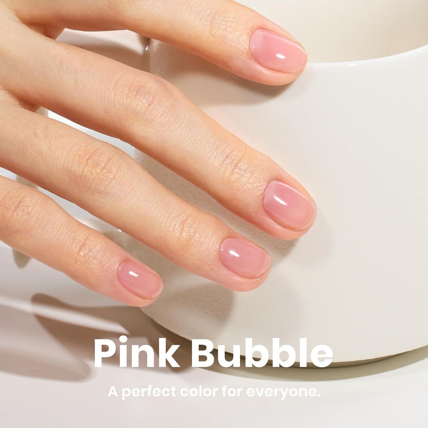 Beetles Nail Strengthener, Jelly Pink Nail Natural Concealer Foundation Polish Sheer Pink Air Dry Nail Growth Polish for Damaged Nails Imperfection Masking Gifts for Women 15ml