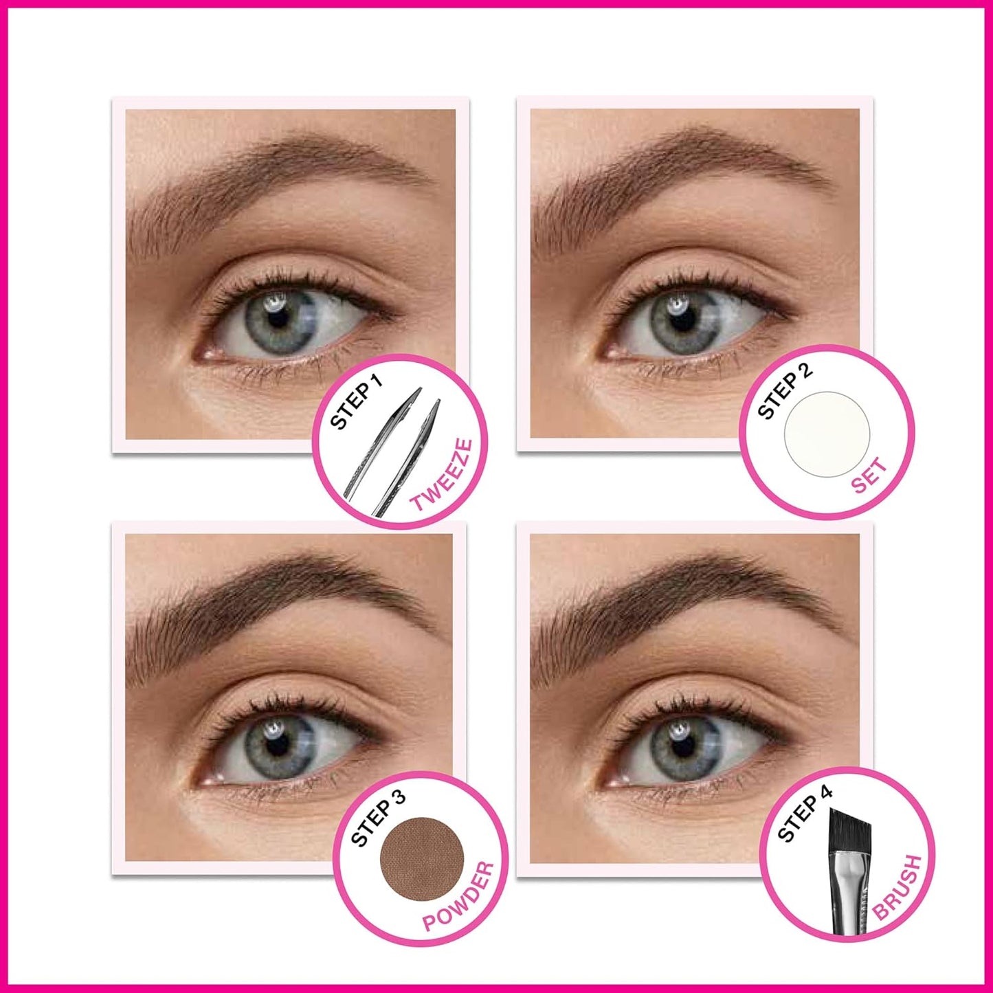 wet n wild Ultimate Eyebrow Makeup Kit, Long-Lasting Matte Brow Powder, Tweezers, Wax & Brush, Built-In Mirror, Purse-Friendly Compact - Dark Brown(Pack of 2)