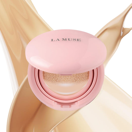 LA MUSE Korean Glow Cushion Foundation with PDRN | Shade No.20 Pure Ivory for Fair Skin | 65% Hyaluronic Acid Hydration | Natural Radiant, Lightweight Coverage | Light to Medium Buildable Finish