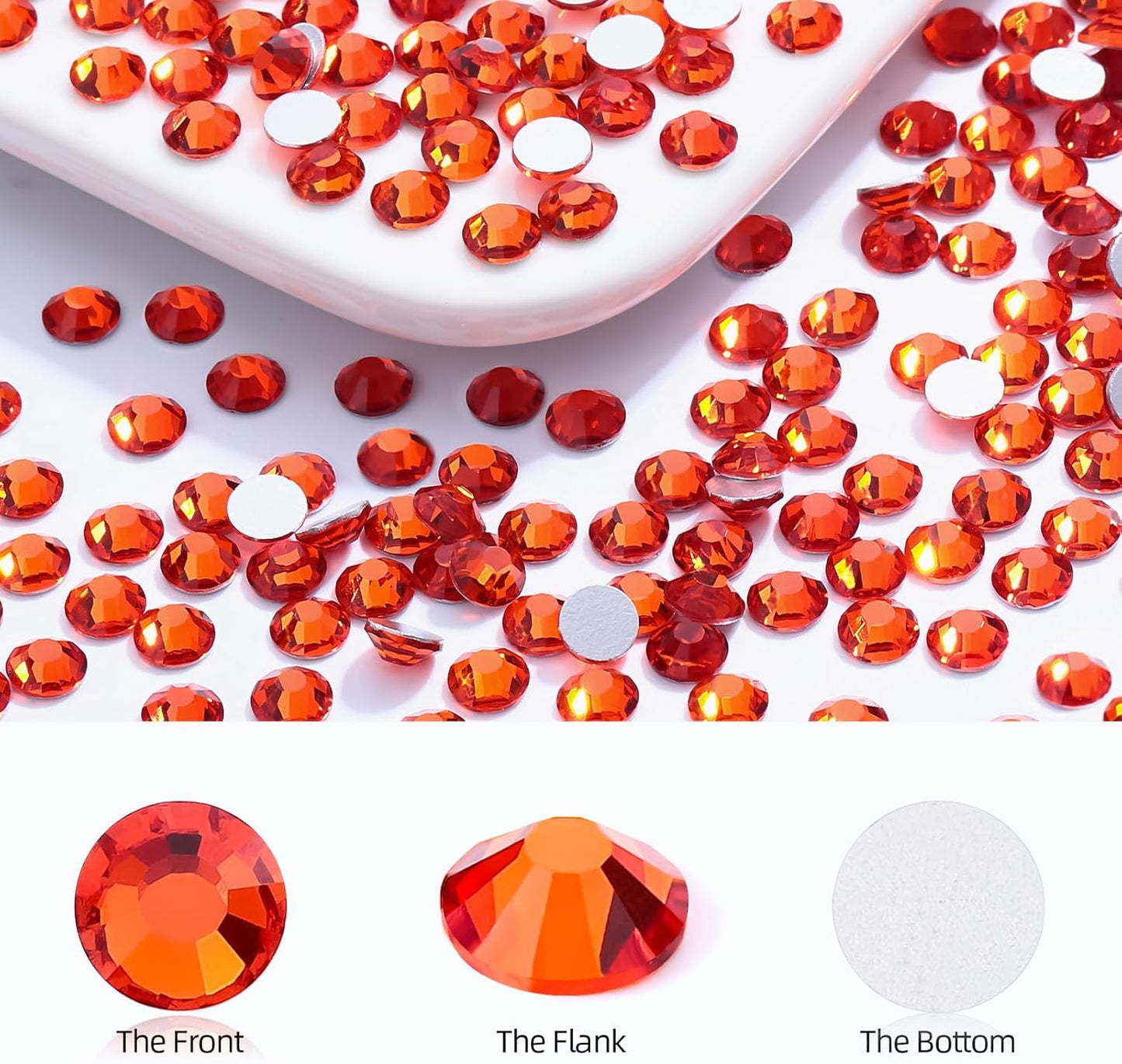 Hyacinth Flatback Rhinestones, Glass Rhinestones for Nail Art and Craft, Glue Fix, Loose Crystal Gemstones(Orange, SS12, 1440pcs, 2.9-3.0mm)