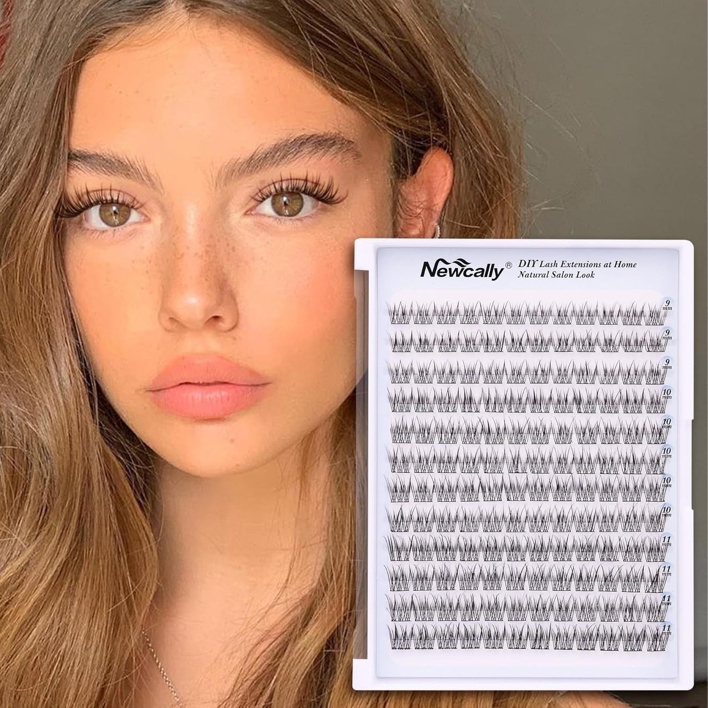 Natural Lash Clusters DIY Eyelash Extension Wispy 144 Pcs Individual Cluster Lashes Extension at Home C-curly 9-11MM Eyelash Cluster Faux Mink False Lashes by Newcally