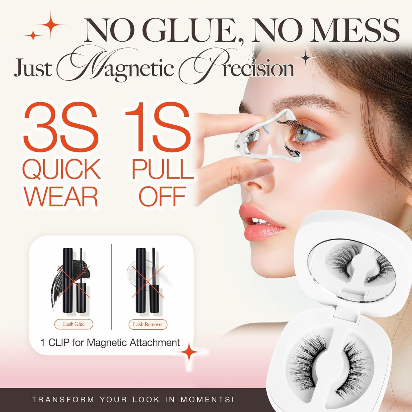 LASHVIEW Magnetic Eyelashes with Applicator,Reusable Soft Magnetic Eyelashes Natural Look, No Glue Needed RCM01-N