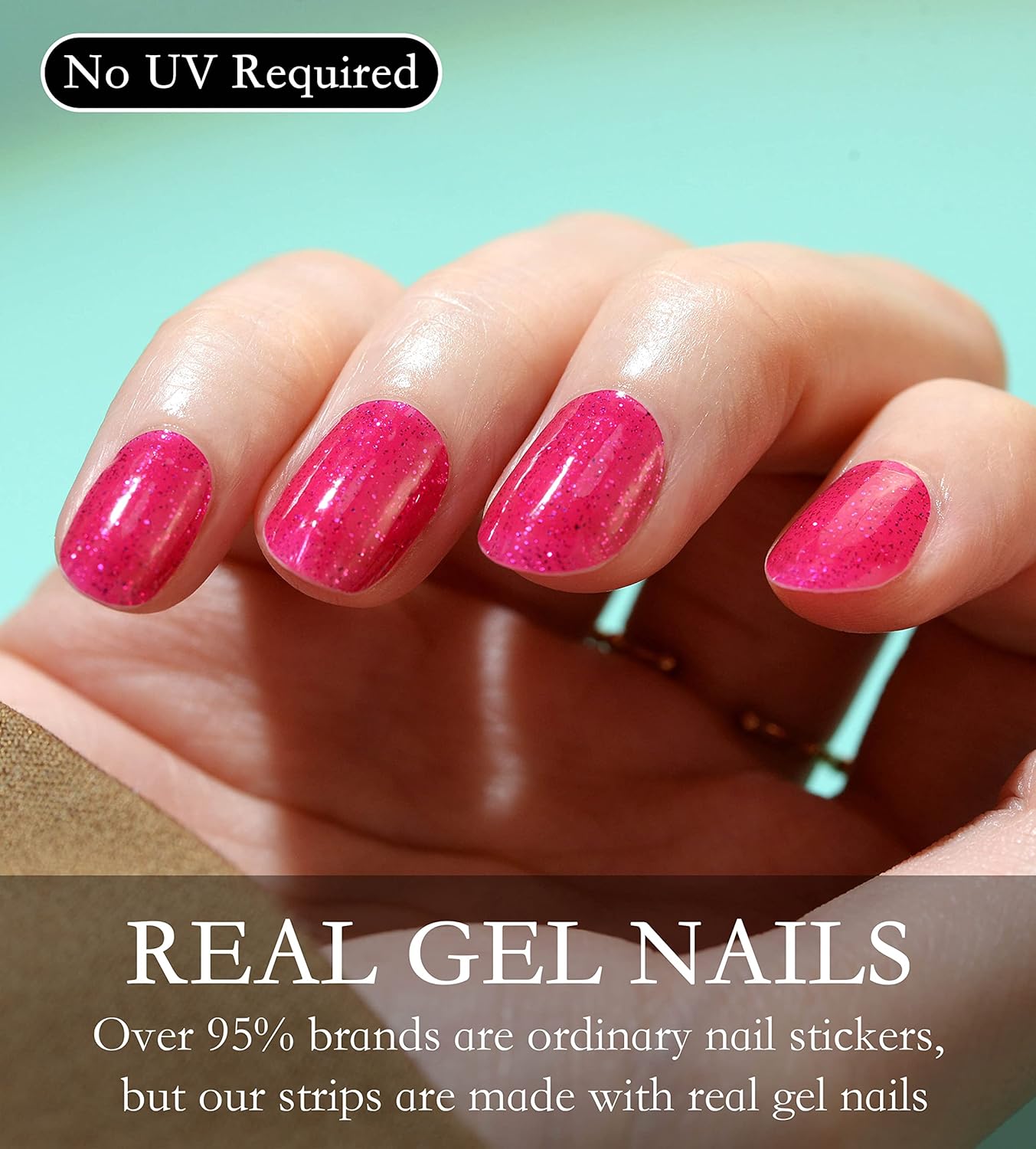 Nail Polish Strips Long Lasting, 20Pcs Wraps, Easy Apply& Remove Salon Quality Gel Nail Stickers (Pinkish Ribbon)