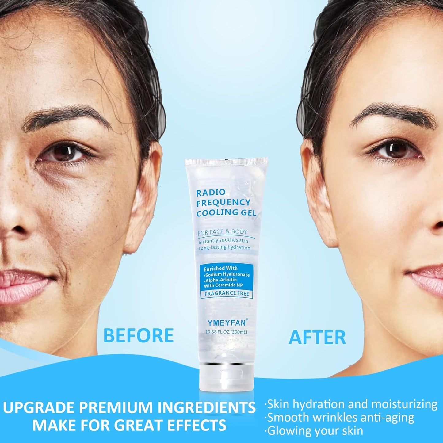 Conductive Gel for Microcurrent Radio Frequency Facial Device Cooling Gel, Fragrance-Free, Sodium Hyaluronate, Alpha-Arbutin, Bifida Ferment Lysate, Hydrating Premium Primer(900ML)