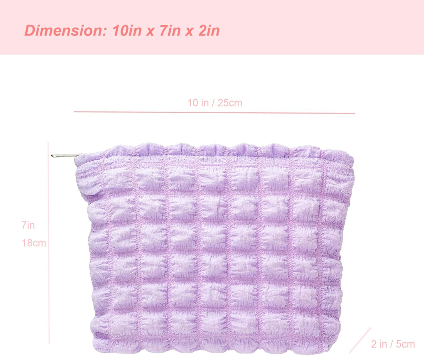 PAZIMIIK Floral Makeup Bag Large Cotton Zipper Pouch for Purse Travel Canvas Make Up Organizer for Women Cosmetic,Bubble Purple