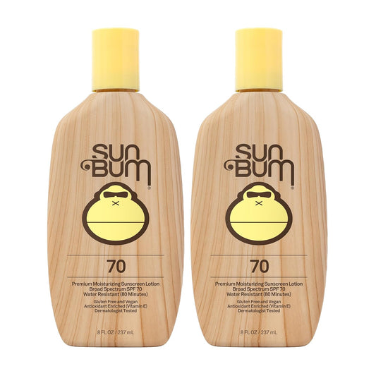 Sun Bum Original SPF 70 Sunscreen Lotion | Vegan and Hawaii 104 Act Compliant (Octinoxate & Oxybenzone Free) Broad Spectrum Moisturizing UVA/UVB Sunscreen with Vitamin E | 8 oz (Pack of 2)