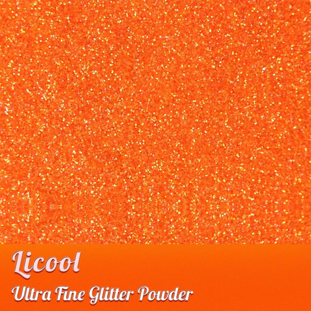 100g/3.5oz Pack Iridescent Rainbow Fine Glitter for DIY Craft, Epoxy Resin, Tumblers, Candle Making, Festival Decoration, Makeup, Body, Eye, Nail Art (Iridescent Orange)