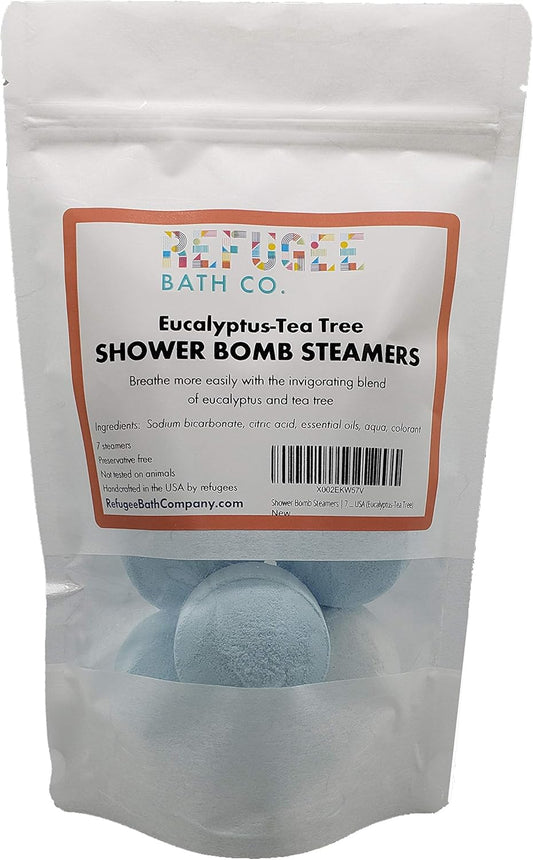 Shower Bomb Steamers | 7 Pack | Handmade in USA | Support Refugee Employment in USA (Eucalyptus-Tea Tree)
