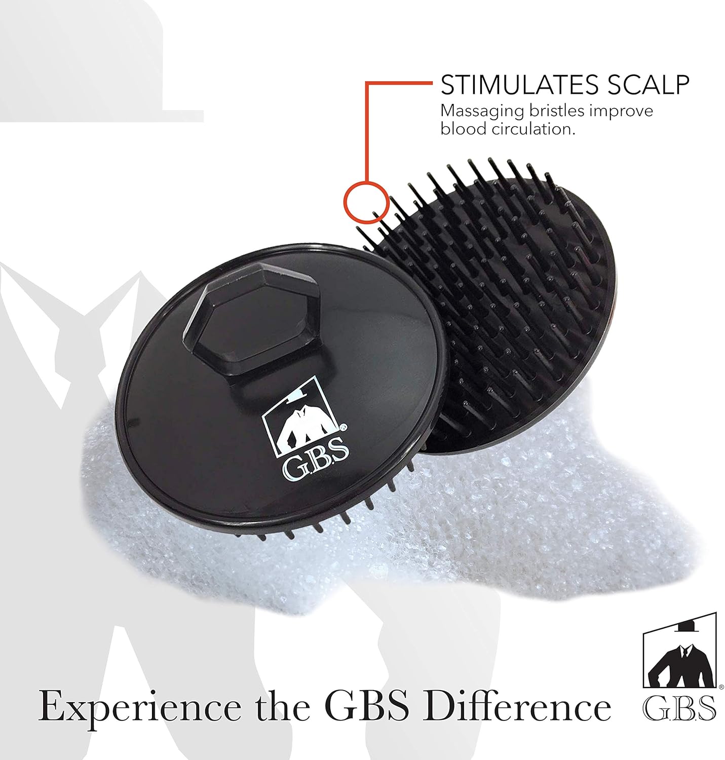 G.B.S Head Shampoo Scalp Massager Brush and Soft Palm Pocket Comb for All Hair Types, Pack of 3 (1 Black and 2 Gray) Made in U.S.A