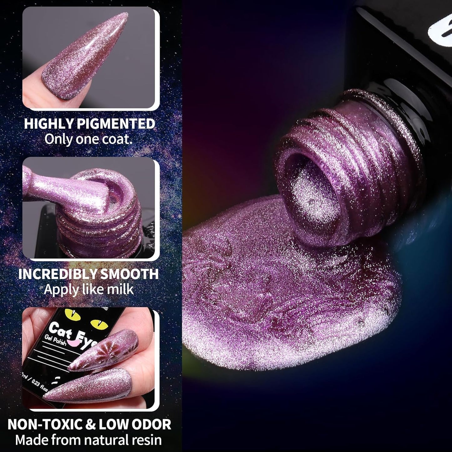 Clara Colors Magnetic Nail Polish - 20 Colors Cat Eye Gel Polish Kit Holographic Glitter Cat Eye Nail Polish with 4 Magnet, Black White Base Top Coat Gel Soak Off LED Manicure Salon DIY Art Gifts