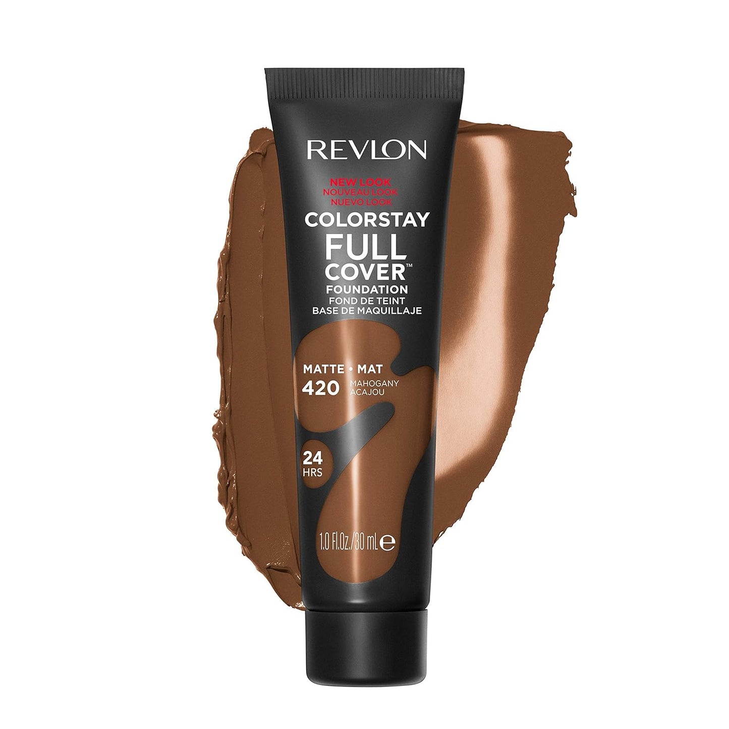 Revlon ColorStay Full Cover Longwear Matte Foundation, Heat & Sweat Resistant Lightweight Face Makeup, Mahogany (420), 1.0 oz