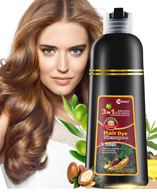 Hair Dye shampoo, Leorx 3 In 1 Brown Color Shampoo Hair Dye For Refresh Hair Instant Herbal Coloring Shampoo For Women&Men - Tintes Para El Cabello Profesional - 16.9 oz