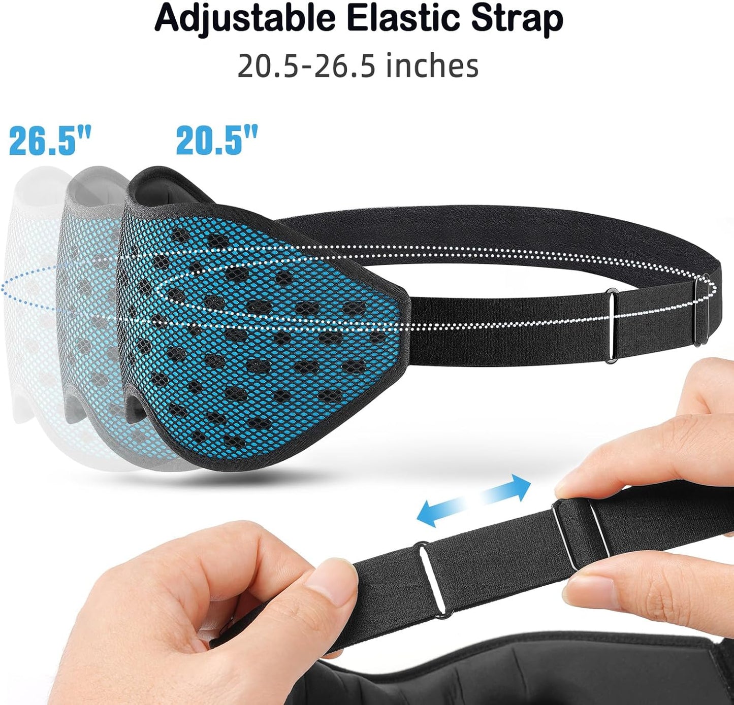 LitBear Breathable Sleep Mask, 3D Eye Mak Sleep for Side Sleepers Women Men, Light Blocking Sleeping Mask with Adjustable Strap, Soft Lightweight Eye Cover for Travel, Night Work, Nap, Office - Blue